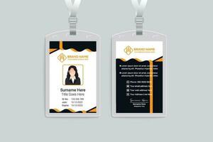 Corporate orange and black color id card design vector