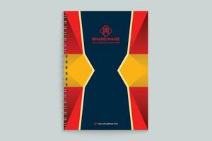 Red and black color notebook cover design vector
