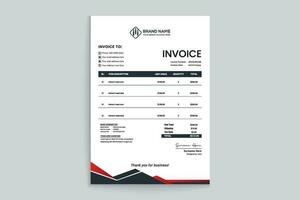 Red color invoice design vector