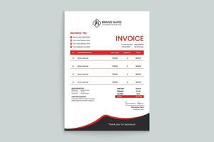 Red and black color invoice design vector