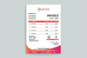 Gradient color invoice template vector