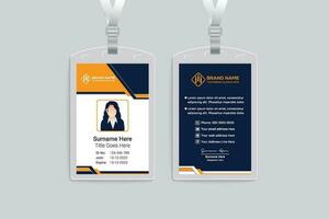 Corporate orange and black color id card design vector