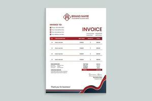 Red and black color invoice design vector