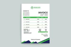 Company invoice design and green color vector