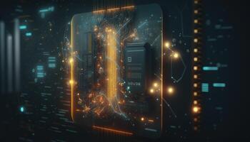 Big data visualization. Futuristic infographic. Information aesthetic design. Complex data threads graphic visualization. Social network representation. Abstract data graph. photo