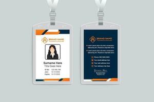 Corporate orange and black color id card design vector