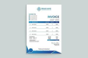 Company invoice design and blue color vector