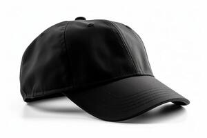 Timeless Style, Empty Black Cap Mockup on White Background photo
