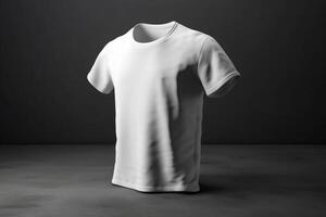 Modern Monochrome, 3D Empty White T-Shirt Mockup with Minimalist Aesthetic,3d render photo