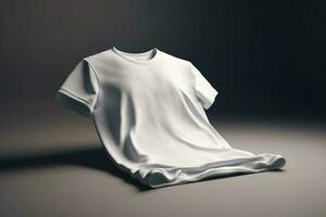 sin esfuerzo Frío, 3d vacío blanco camiseta Bosquejo con casual estilo, 3d hacer ai generado foto