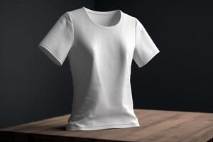 sin esfuerzo elegante, 3d vacío blanco camiseta Bosquejo con sencillo acentos, 3d hacer ai generado foto