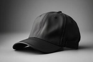 Pure and Simple, Realistic Black Cap Mockup on White Background AI Generated photo