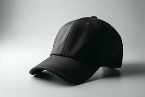 minimalista diseño, negro gorra Bosquejo en blanco antecedentes ai generado foto