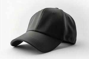 Uncomplicated Design, Realistic Black Cap Mockup on White Background AI Generated photo