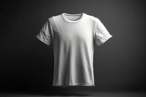 Understated Elegance, 3D Empty White T-Shirt Mockup with Minimalist Design,3d render AI Generated photo