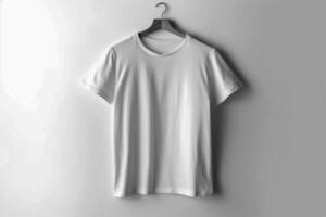 Clean and Crisp, White T-shirt Mockup with White Background AI Generated photo