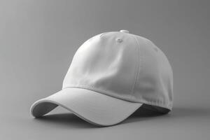 Minimalist Design, White Cap Mockup on Light Gray Background AI Generated photo