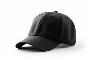 Sleek and Stylish, Empty Realistic Black Cap Mockup on White Background photo