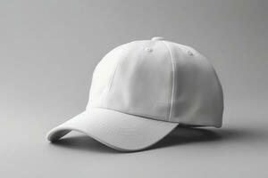 Clean and Simple, Empty Realistic White Cap Mockup on Light Gray Background AI Generated photo