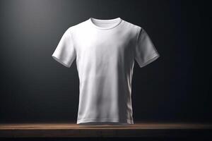 moderno y pulcro, 3d vacío blanco camiseta Bosquejo con agudo líneas, 3d hacer ai generado foto