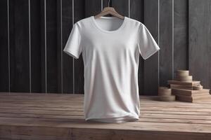 Chic and Classic, 3D Empty White T-Shirt Mockup with Timeless Style,3d render photo