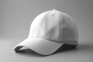Clean and Simple, Empty Realistic White Cap Mockup on Light Gray Background photo