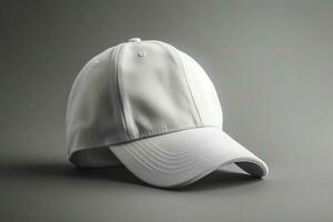 Chic and Contemporary, White Cap Mockup on Light Gray Background AI Generated photo