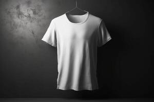 Modern and Sleek, 3D Empty White T-Shirt Mockup with Sharp Lines,3d render photo
