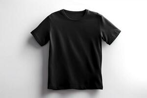 Sleek and Modern, Black T-shirt Mockup on White Background AI Generated photo