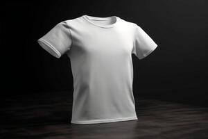 moderno y pulcro, 3d vacío blanco camiseta Bosquejo con agudo líneas, 3d hacer ai generado foto