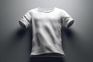 sencillo y elegante, 3d vacío blanco camiseta Bosquejo con sutil textura, 3d hacer ai generado foto