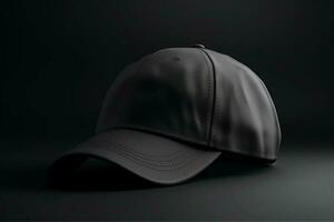 Pure and Clean, Realistic Black Cap Mockup with White Background AI Generated photo