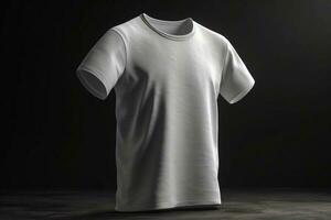 sencillo y elegante, 3d vacío blanco camiseta Bosquejo con sutil textura, 3d hacer ai generado foto
