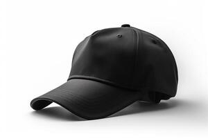 sin complicaciones diseño, realista negro gorra Bosquejo en blanco antecedentes ai generado foto