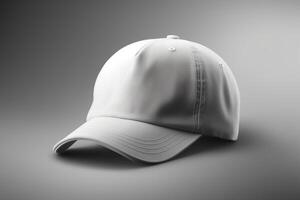 Classic Style, Realistic White Cap Mockup with Light Gray Background AI Generated photo