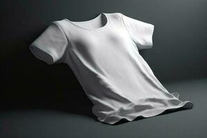 versátil y práctico, 3d vacío blanco camiseta Bosquejo para ninguna diseño, 3d hacer ai generado foto