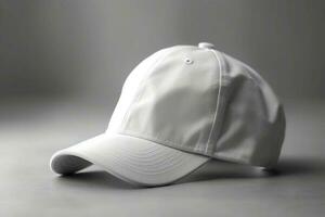 Timeless Appeal, Empty White Cap Mockup on Light Gray Background AI Generated photo