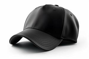 All-Purpose Accessory, Empty Realistic Black Cap Mockup on White Background AI Generated photo