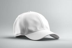 Uncomplicated Vision, Realistic White Cap Mockup on Light Gray Background AI Generated photo