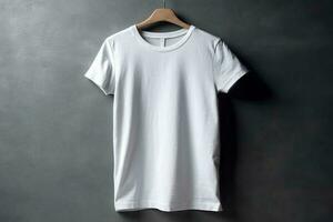 Simplicity at its Best, Empty White T-shirt Mockup on White Background AI Generated photo