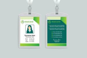 empresa carné de identidad tarjeta diseño y verde color vector