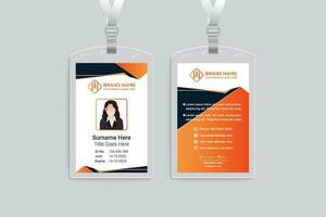 Corporate orange and black color id card design vector