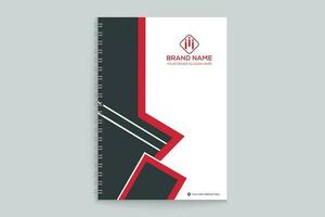 Corporate red and black color notebook cover design vector