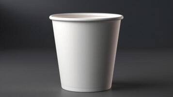 An empty paper cup mockup provides a blank canvas for your branding AI Generated photo