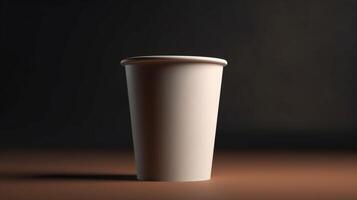 An empty paper cup mockup provides a blank canvas for your branding AI Generated photo