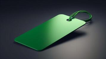 Create a fresh and modern look with this blank label tag mockup in vibrant green photo