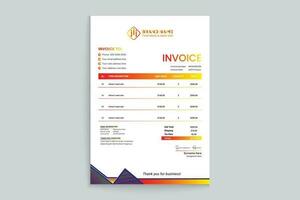 Gradient color luxury invoice template vector