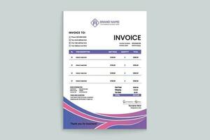 Gradient color invoice template vector