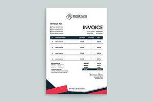 Red color invoice design vector