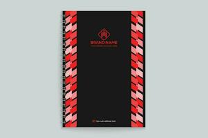 Red and black color notebook cover design vector